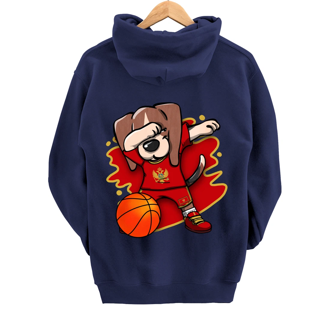 Dabbing Beagle Montenegro Jersey Montenegrin Basketball Fans Pullover Hoodie