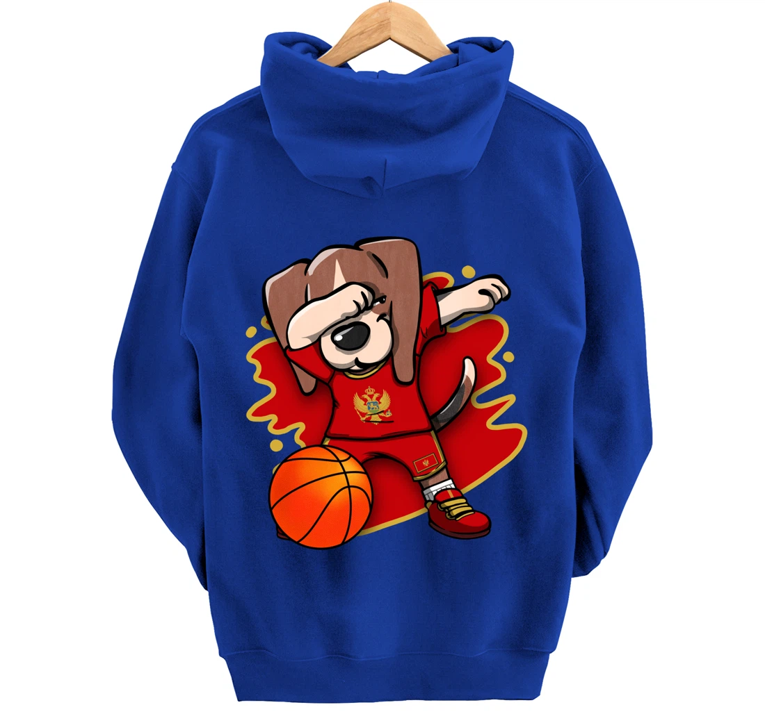 Dabbing Beagle Montenegro Jersey Montenegrin Basketball Fans Pullover Hoodie
