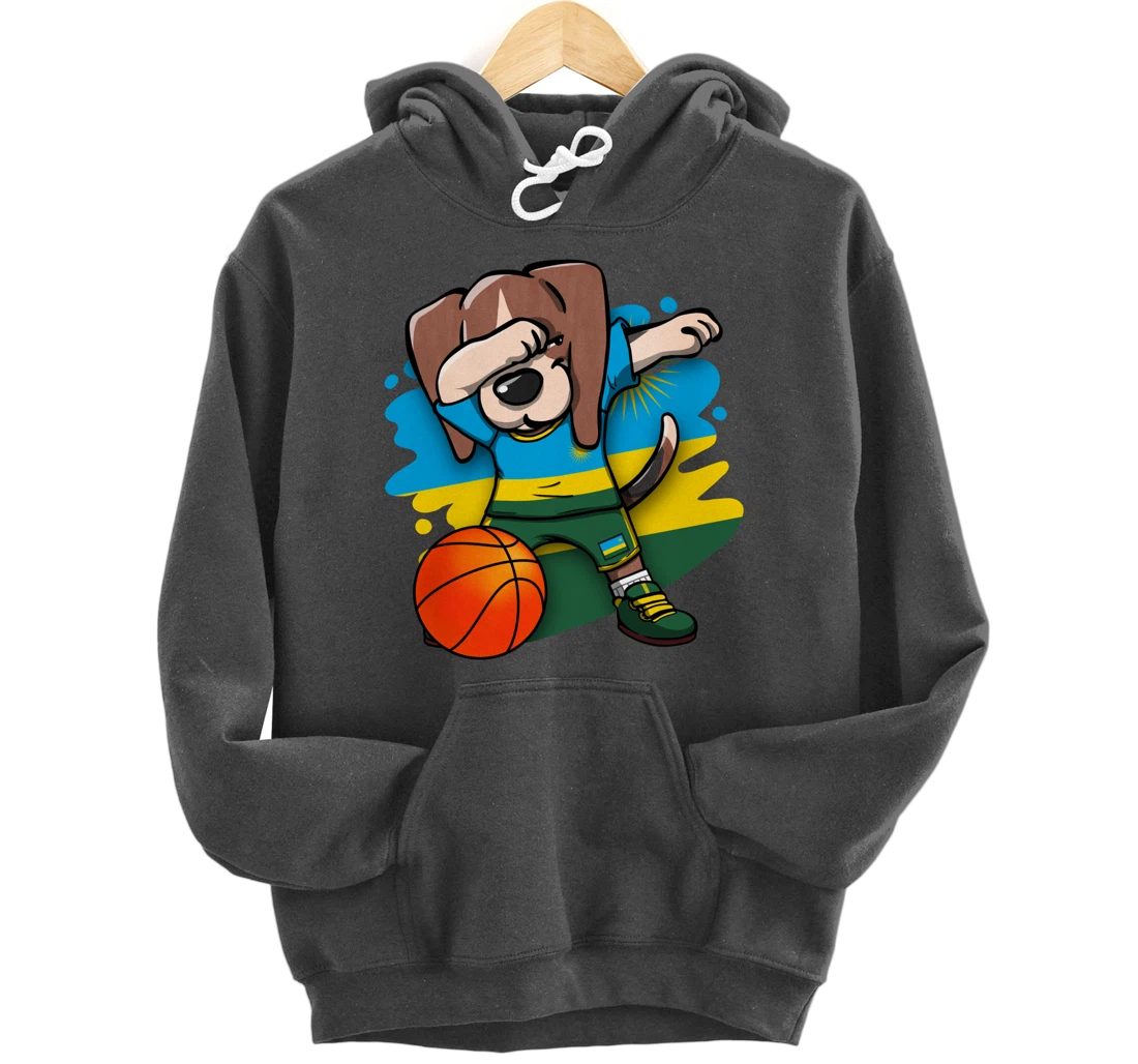 Dabbing Beagle Dog Rwanda Jersey Rwandan Basketball Fans Art Pullover Hoodie