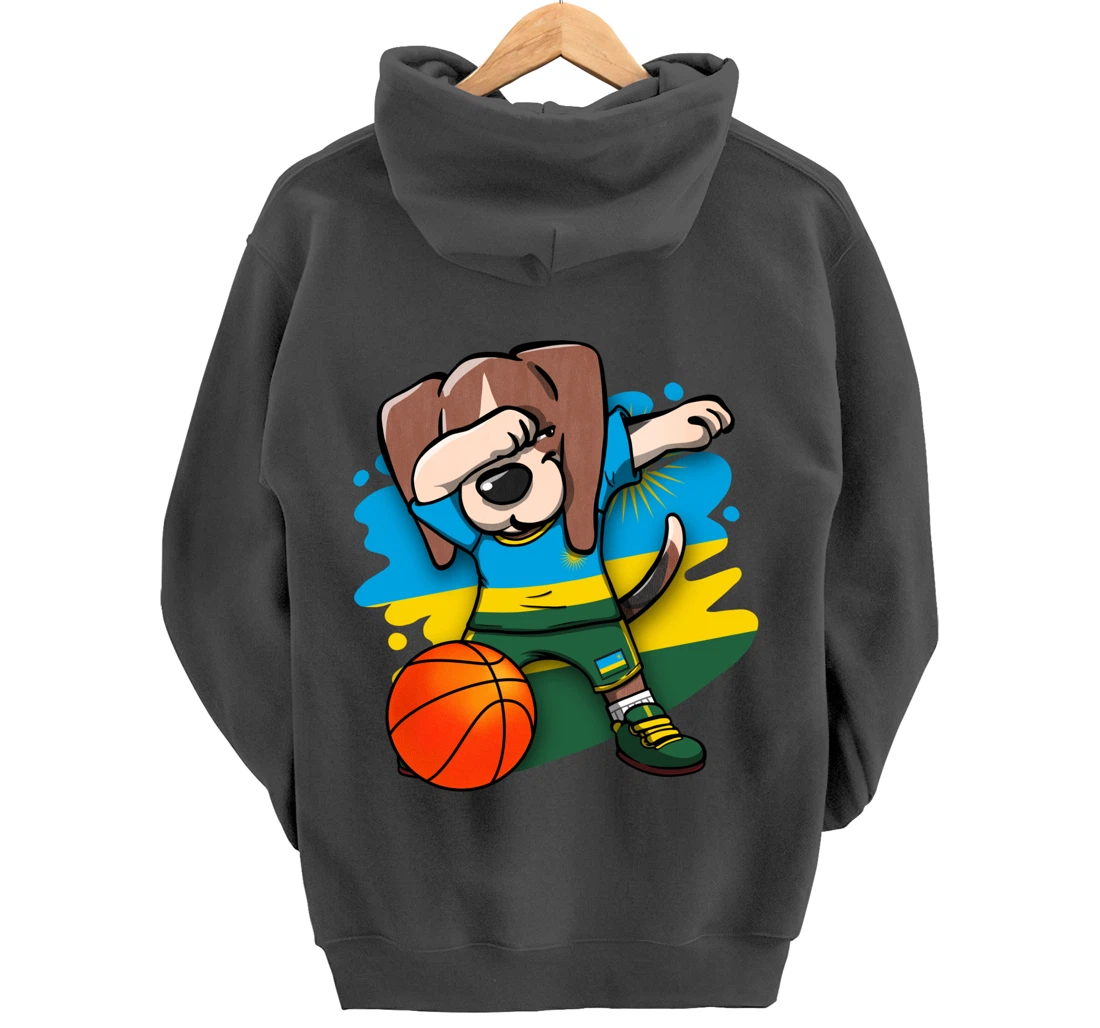Dabbing Beagle Dog Rwanda Jersey Rwandan Basketball Fans Art Pullover Hoodie