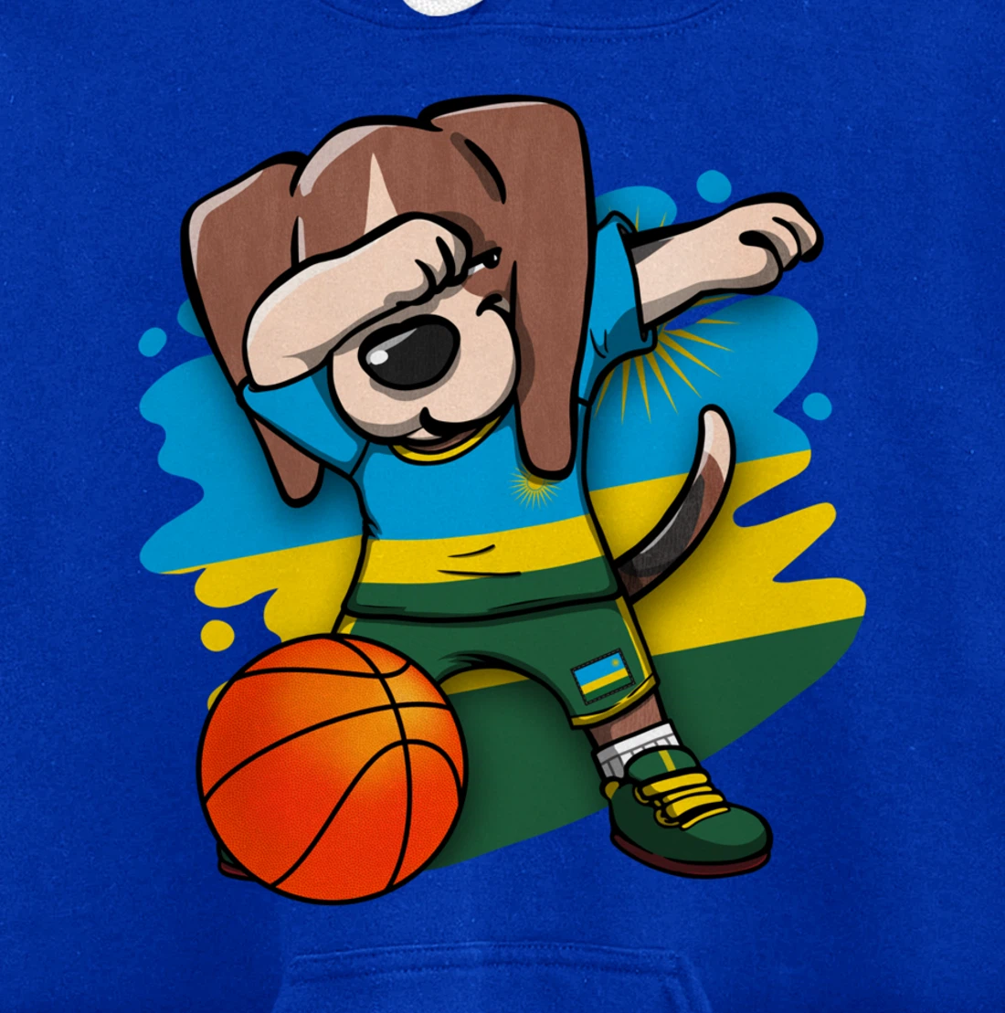 Dabbing Beagle Dog Rwanda Jersey Rwandan Basketball Fans Art Pullover Hoodie