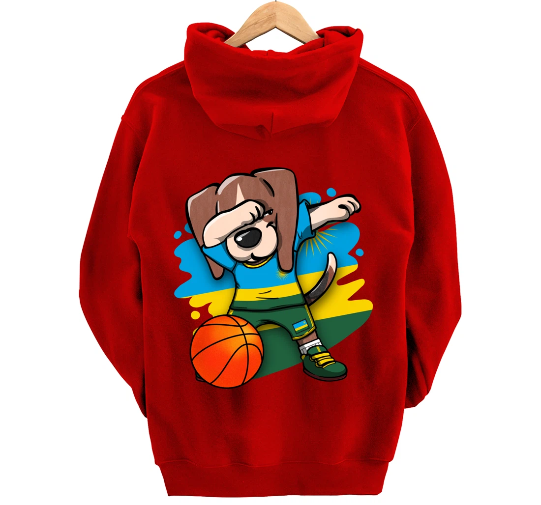 Dabbing Beagle Dog Rwanda Jersey Rwandan Basketball Fans Art Pullover Hoodie