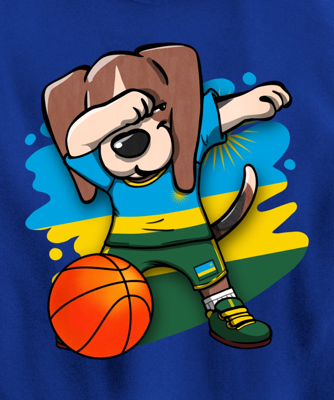 Dabbing Beagle Dog Rwanda Jersey Rwandan Basketball Fans Art Pullover Hoodie