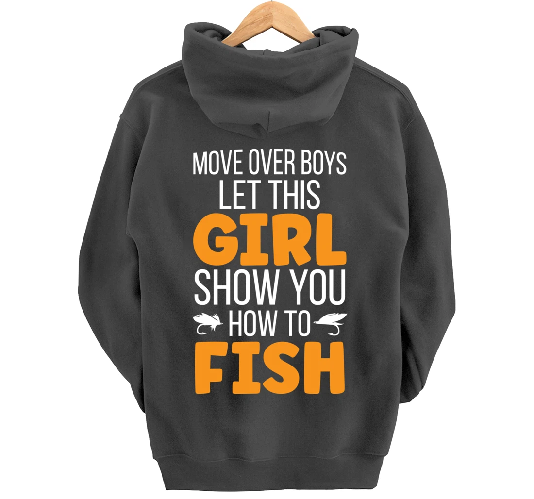 Funny Fishing Girl Cute Daughter Granddaughter Wife Fishing Pullover Hoodie