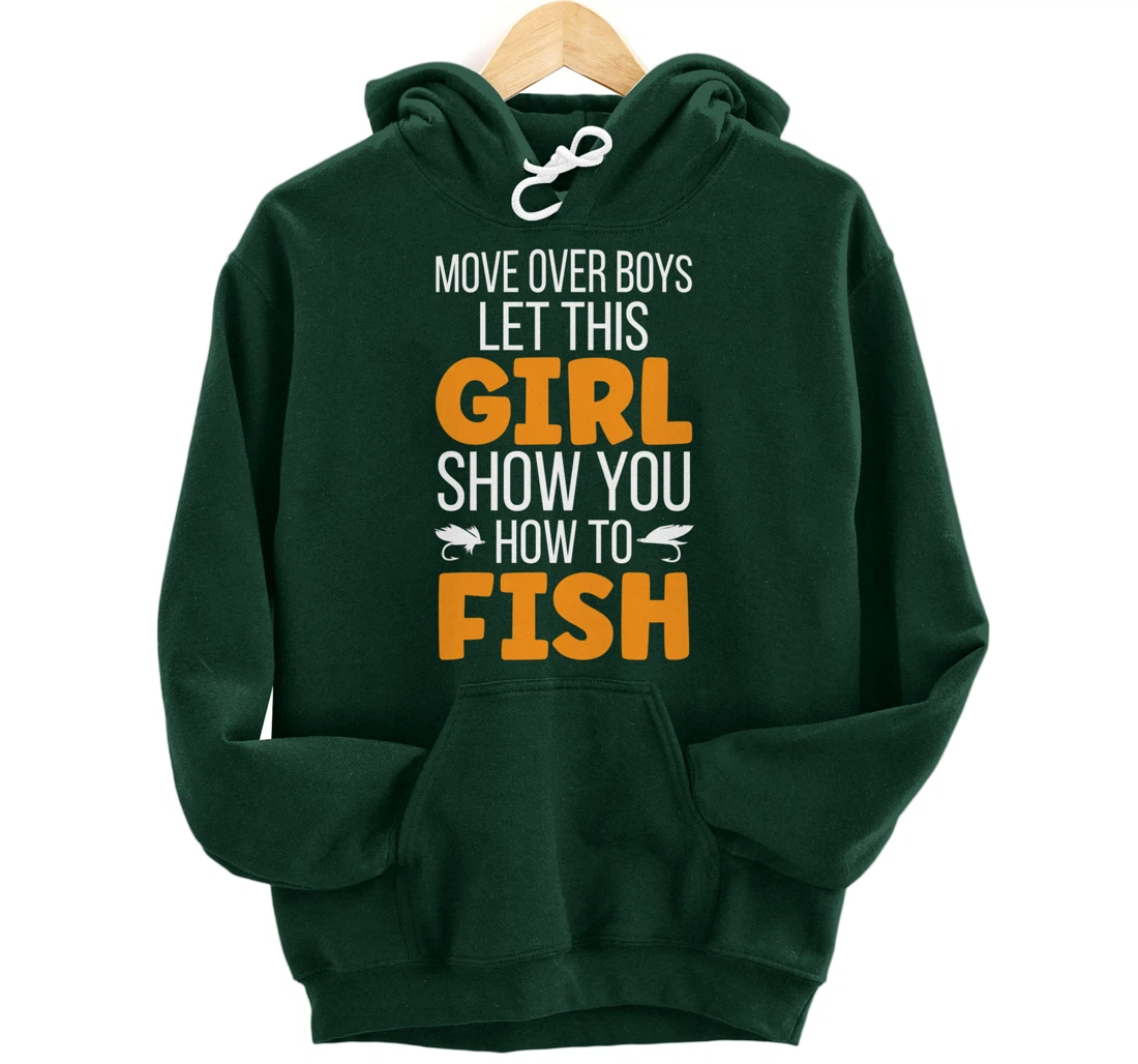 Funny Fishing Girl Cute Daughter Granddaughter Wife Fishing Pullover Hoodie
