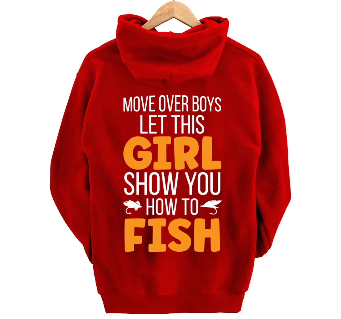 Funny Fishing Girl Cute Daughter Granddaughter Wife Fishing Pullover Hoodie