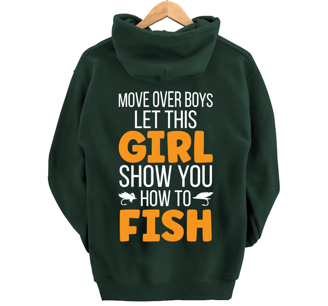 Funny Fishing Girl Cute Daughter Granddaughter Wife Fishing Pullover Hoodie