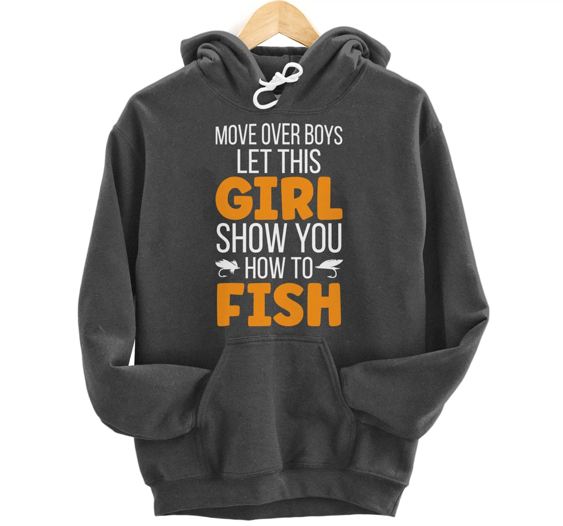 Funny Fishing Girl Cute Daughter Granddaughter Wife Fishing Pullover Hoodie