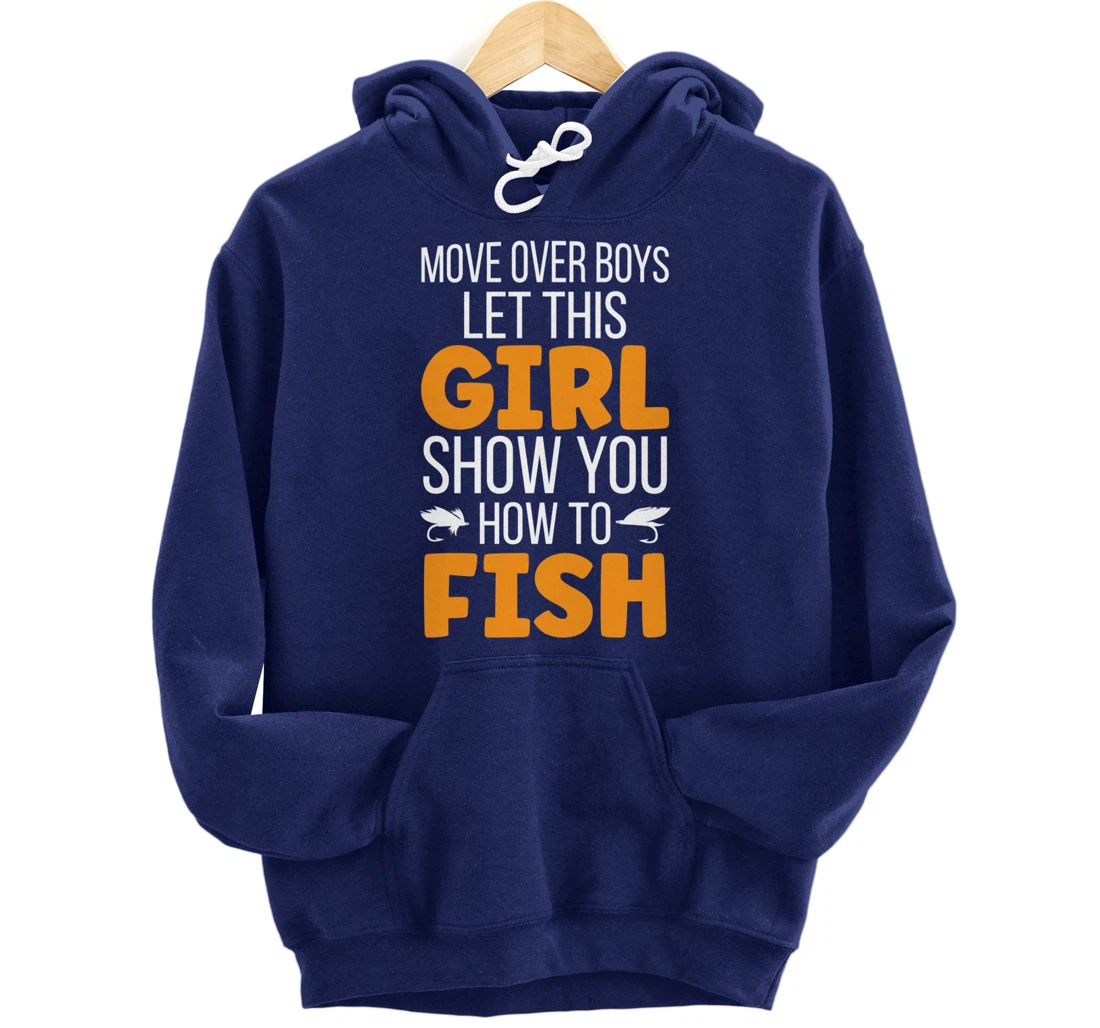 Funny Fishing Girl Cute Daughter Granddaughter Wife Fishing Pullover Hoodie