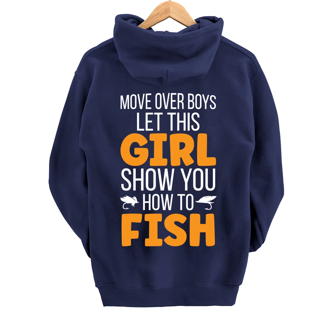 Funny Fishing Girl Cute Daughter Granddaughter Wife Fishing Pullover Hoodie