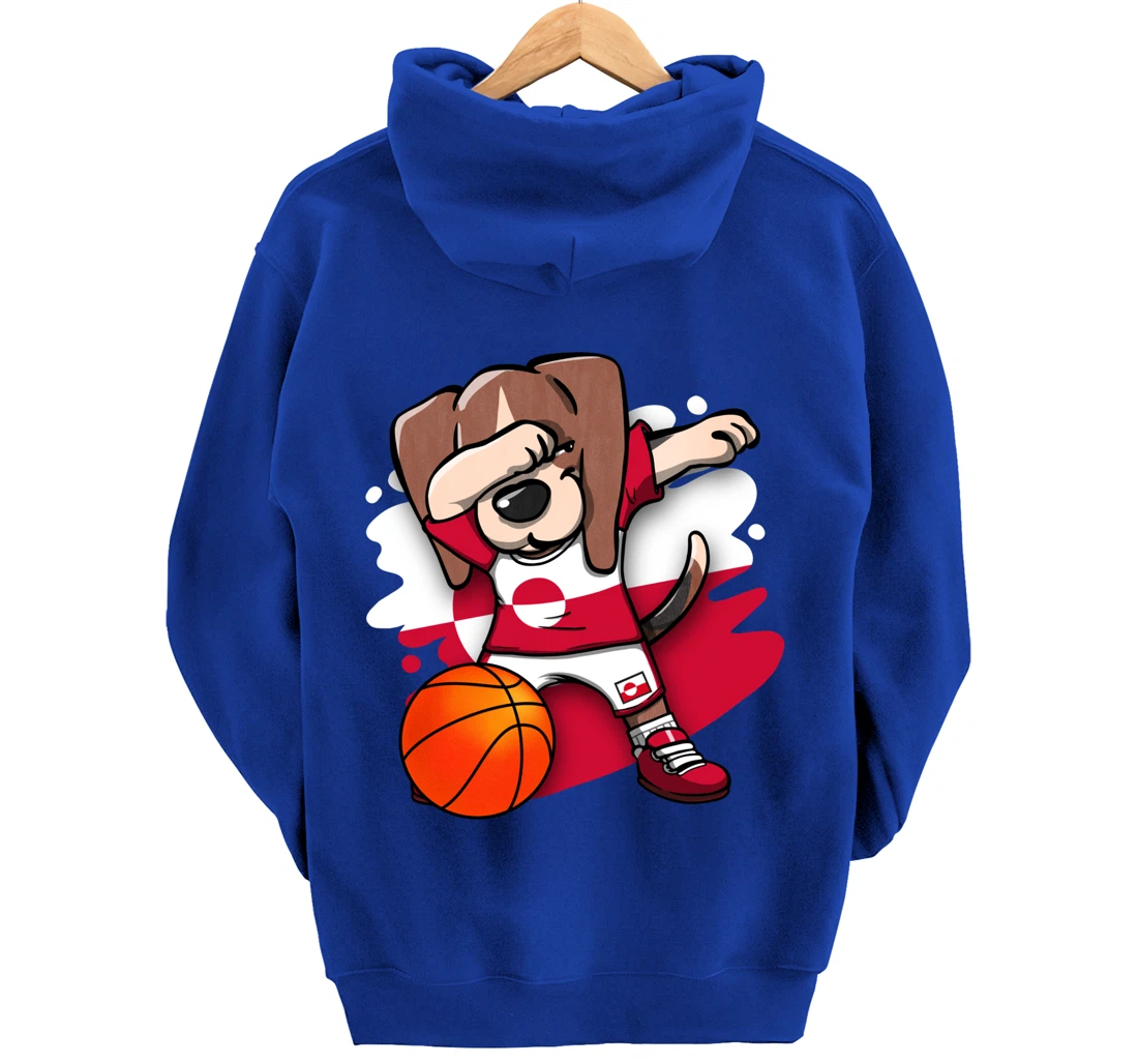 Dabbing Beagle Greenland Jersey Greenlandic Basketball Fans Pullover Hoodie