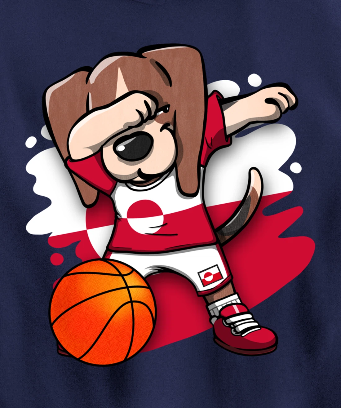 Dabbing Beagle Greenland Jersey Greenlandic Basketball Fans Pullover Hoodie