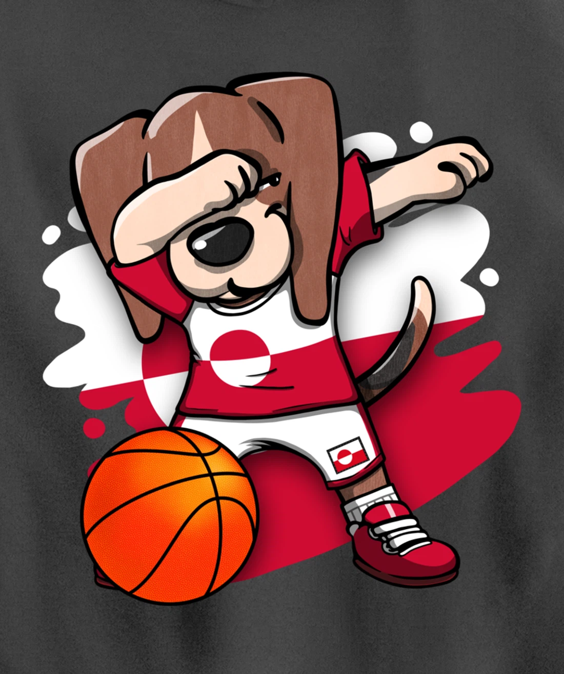 Dabbing Beagle Greenland Jersey Greenlandic Basketball Fans Pullover Hoodie