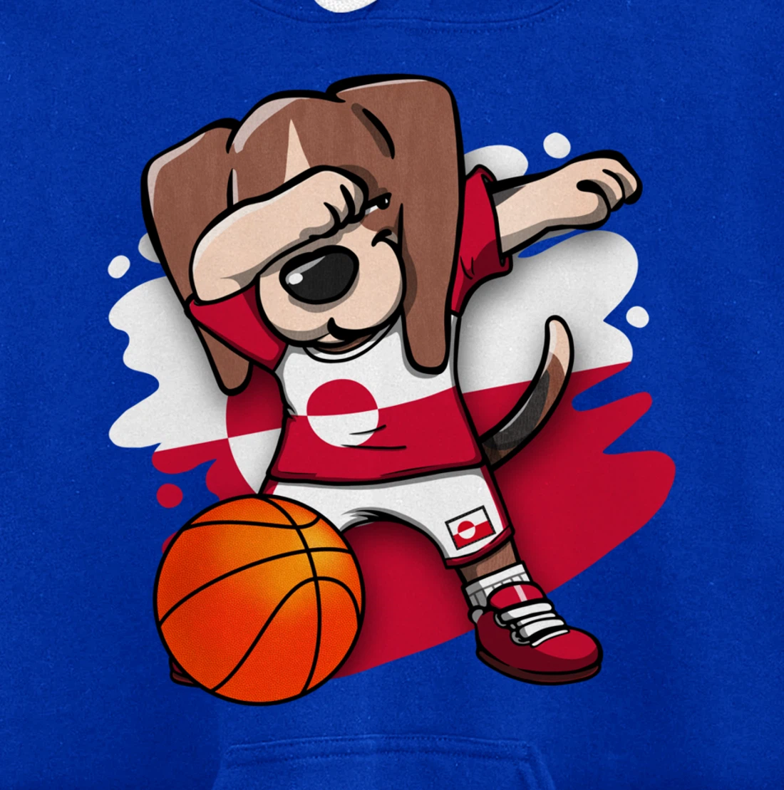 Dabbing Beagle Greenland Jersey Greenlandic Basketball Fans Pullover Hoodie
