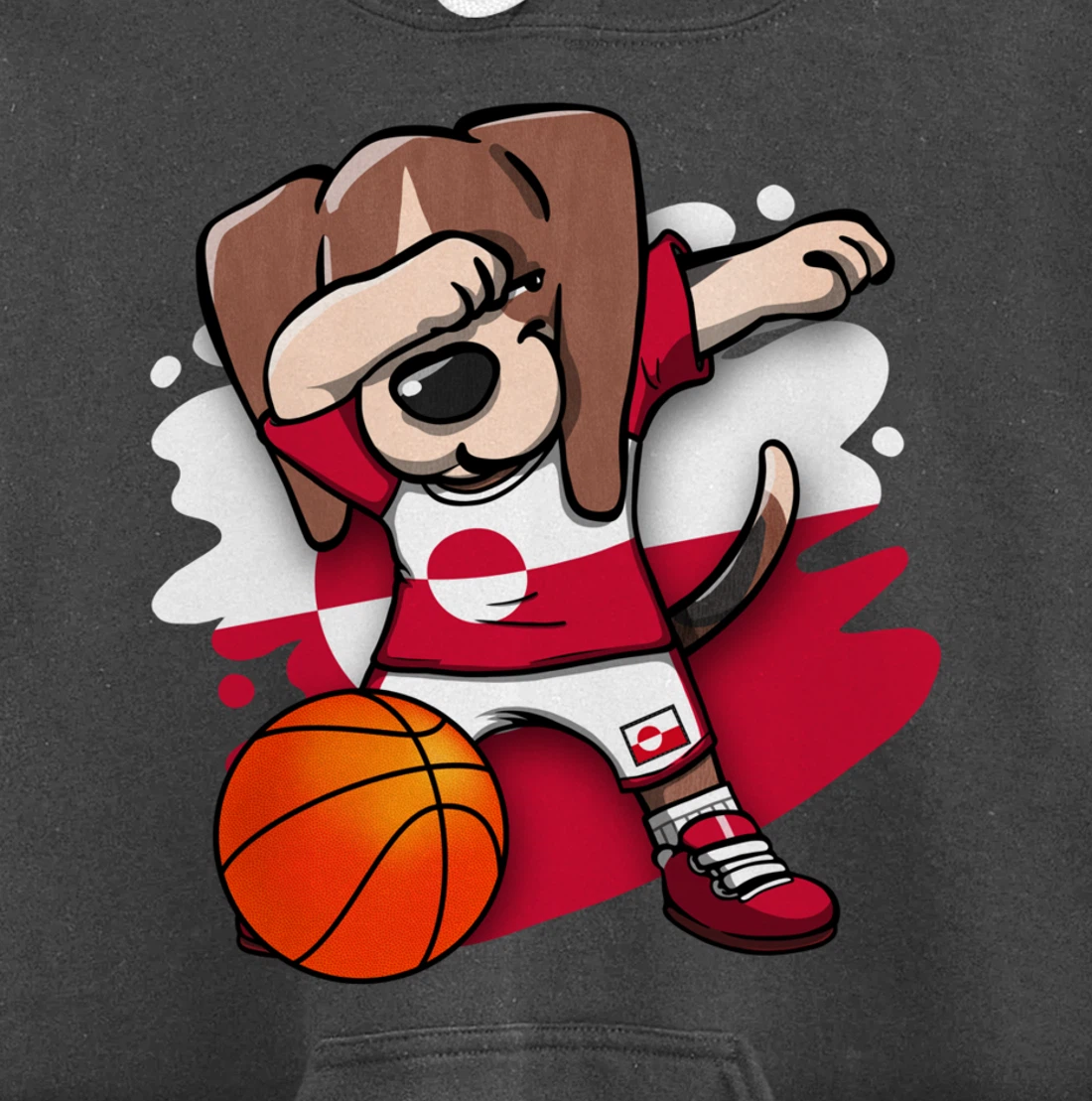 Dabbing Beagle Greenland Jersey Greenlandic Basketball Fans Pullover Hoodie