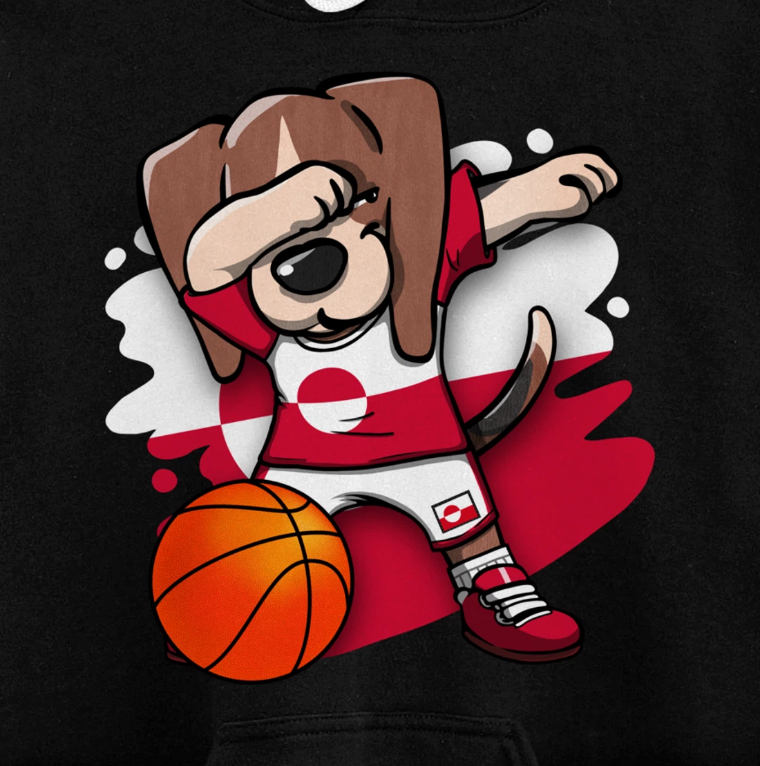 Dabbing Beagle Greenland Jersey Greenlandic Basketball Fans Pullover Hoodie