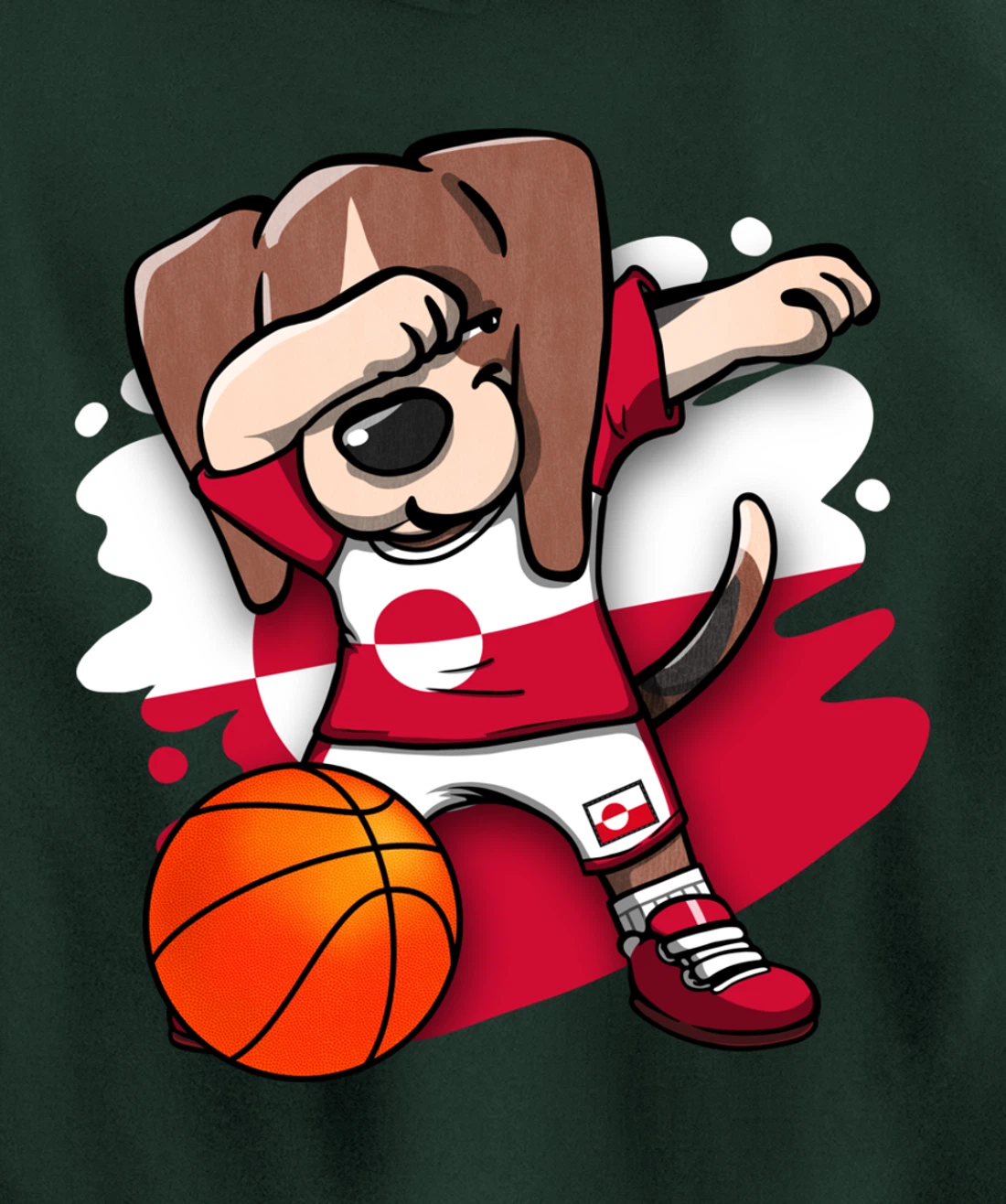 Dabbing Beagle Greenland Jersey Greenlandic Basketball Fans Pullover Hoodie