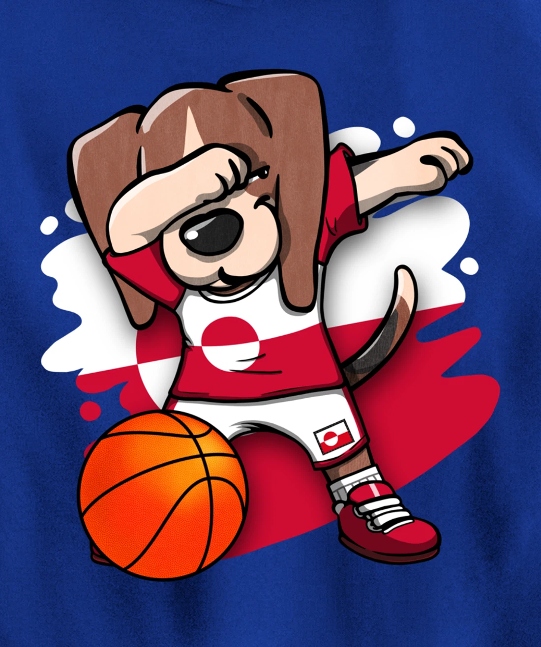 Dabbing Beagle Greenland Jersey Greenlandic Basketball Fans Pullover Hoodie