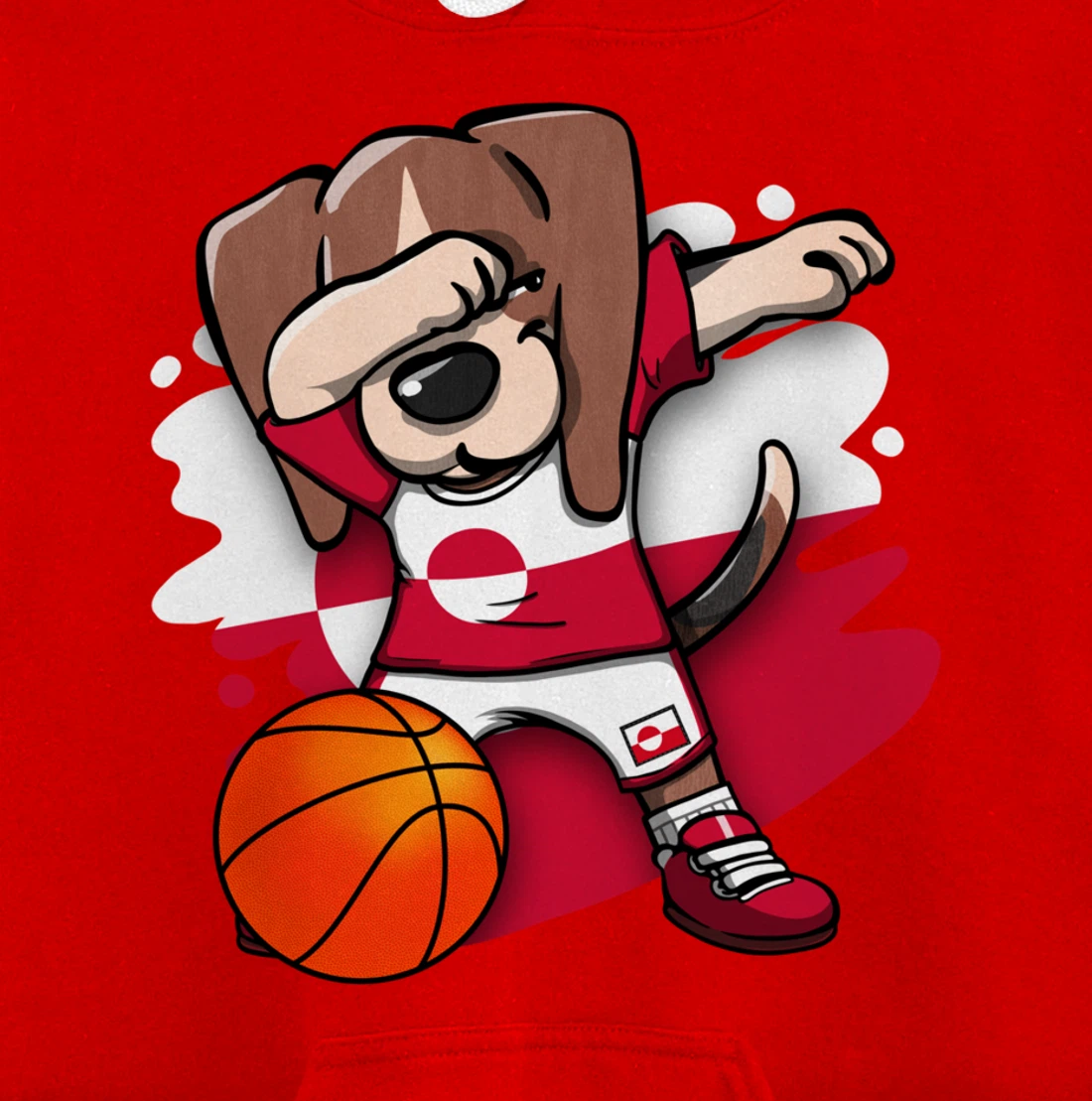 Dabbing Beagle Greenland Jersey Greenlandic Basketball Fans Pullover Hoodie