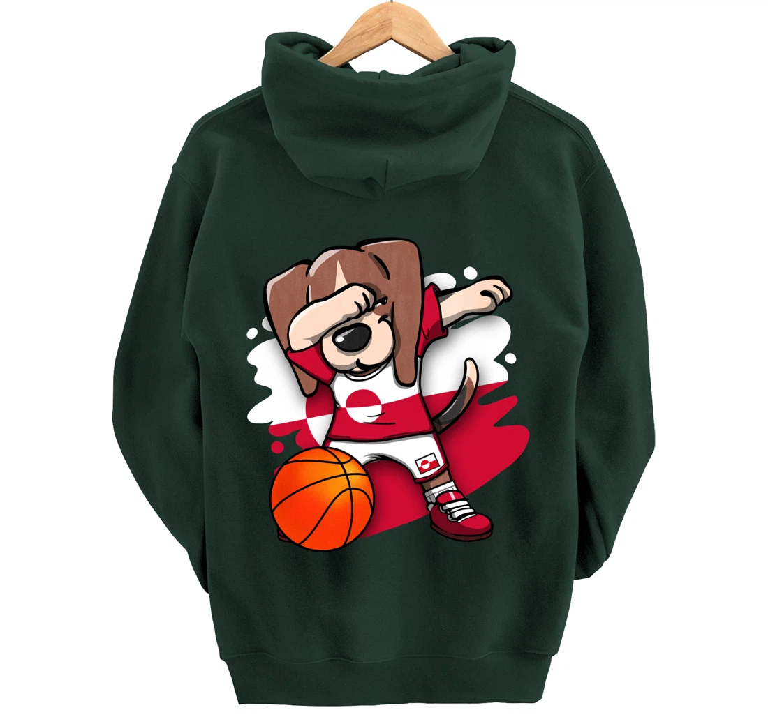 Dabbing Beagle Greenland Jersey Greenlandic Basketball Fans Pullover Hoodie