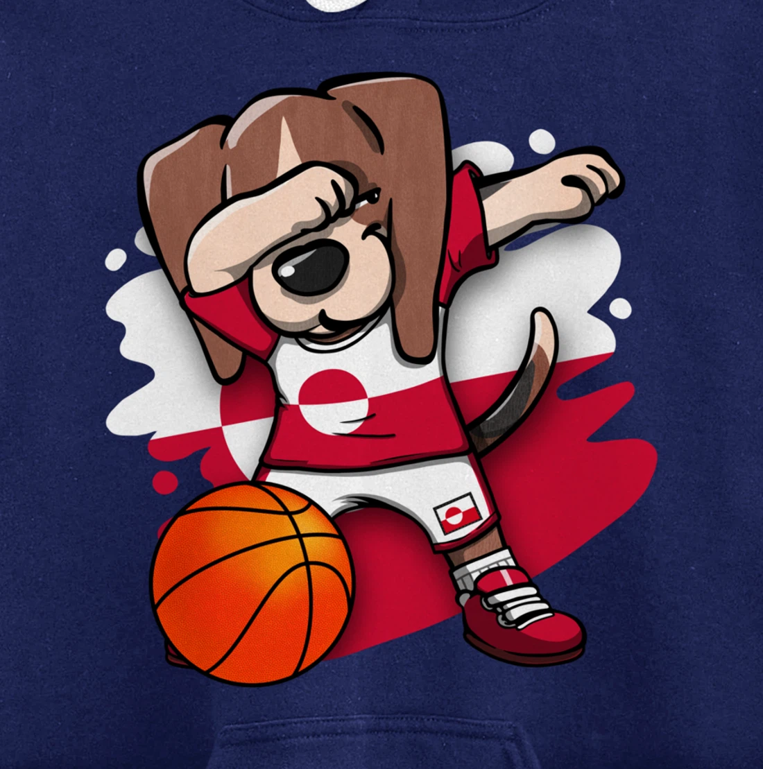 Dabbing Beagle Greenland Jersey Greenlandic Basketball Fans Pullover Hoodie