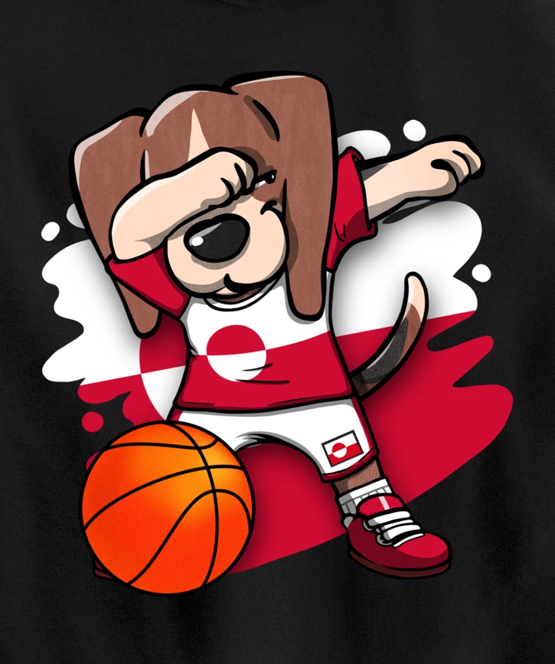 Dabbing Beagle Greenland Jersey Greenlandic Basketball Fans Pullover Hoodie