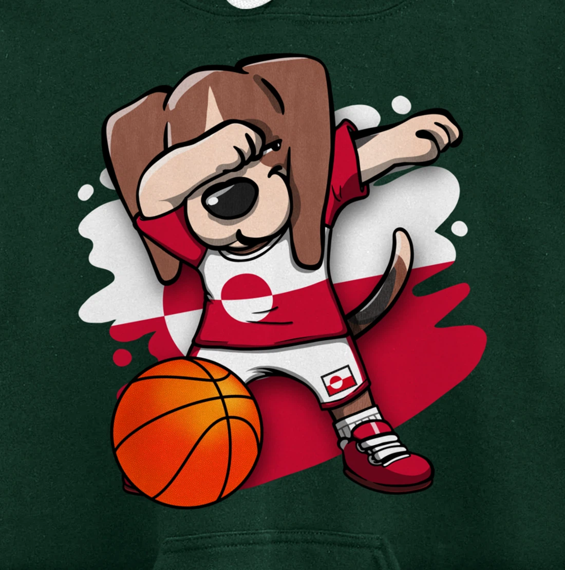 Dabbing Beagle Greenland Jersey Greenlandic Basketball Fans Pullover Hoodie