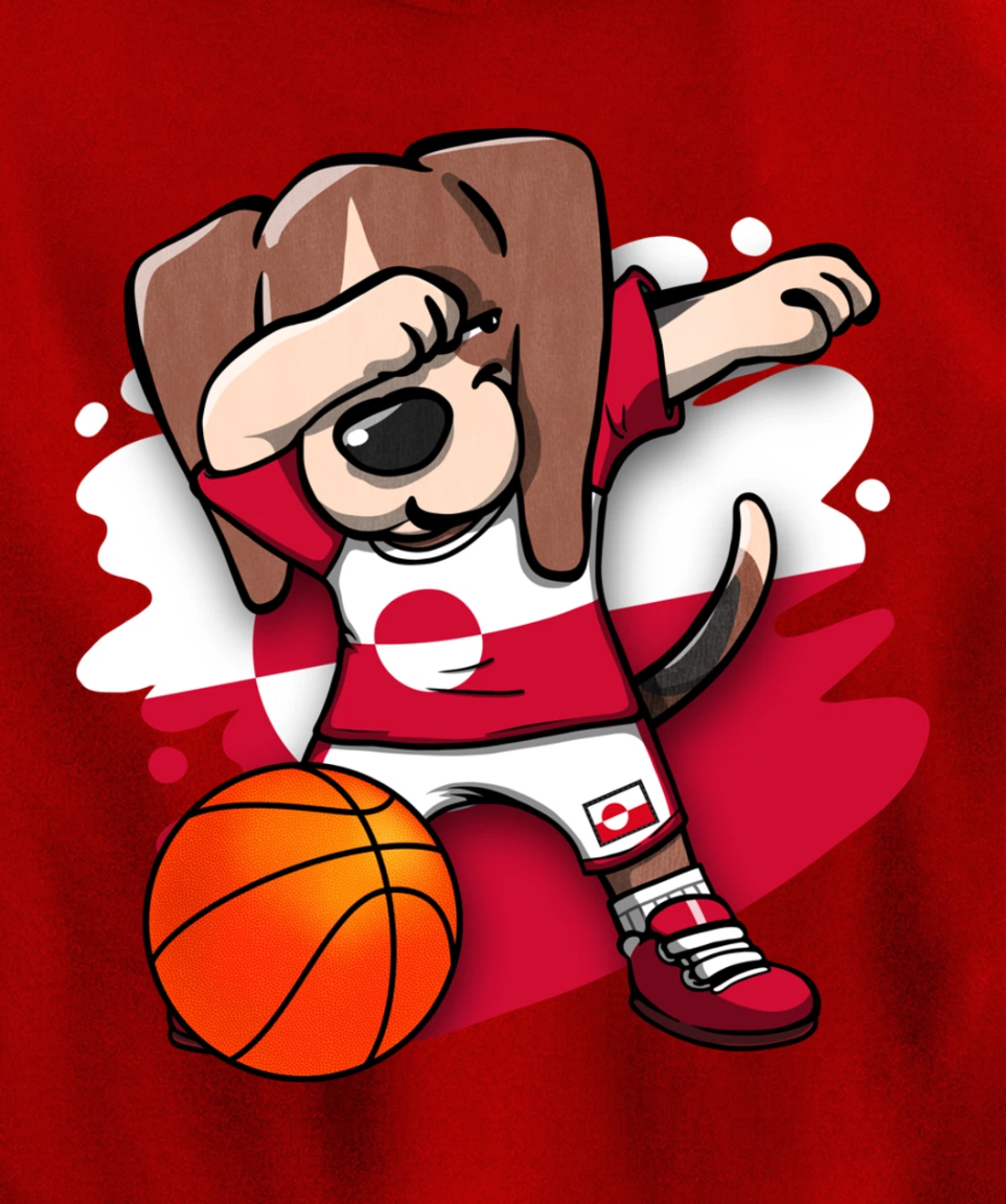 Dabbing Beagle Greenland Jersey Greenlandic Basketball Fans Pullover Hoodie