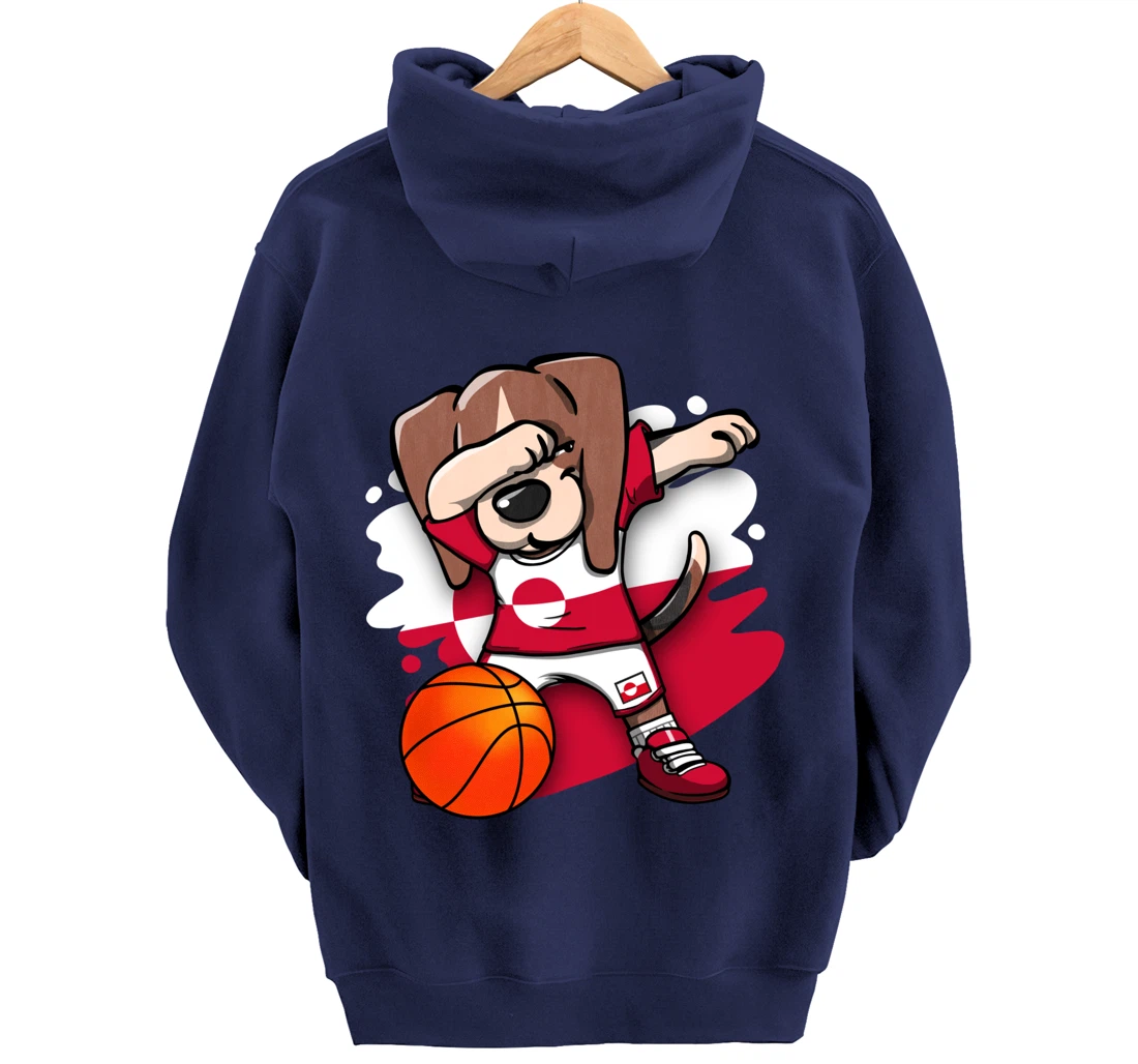 Dabbing Beagle Greenland Jersey Greenlandic Basketball Fans Pullover Hoodie