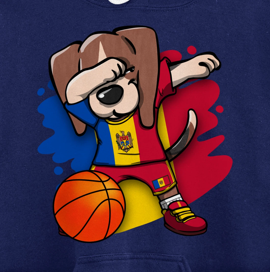 Dabbing Beagle Dog Moldova Jersey Moldovan Basketball Fans Pullover Hoodie