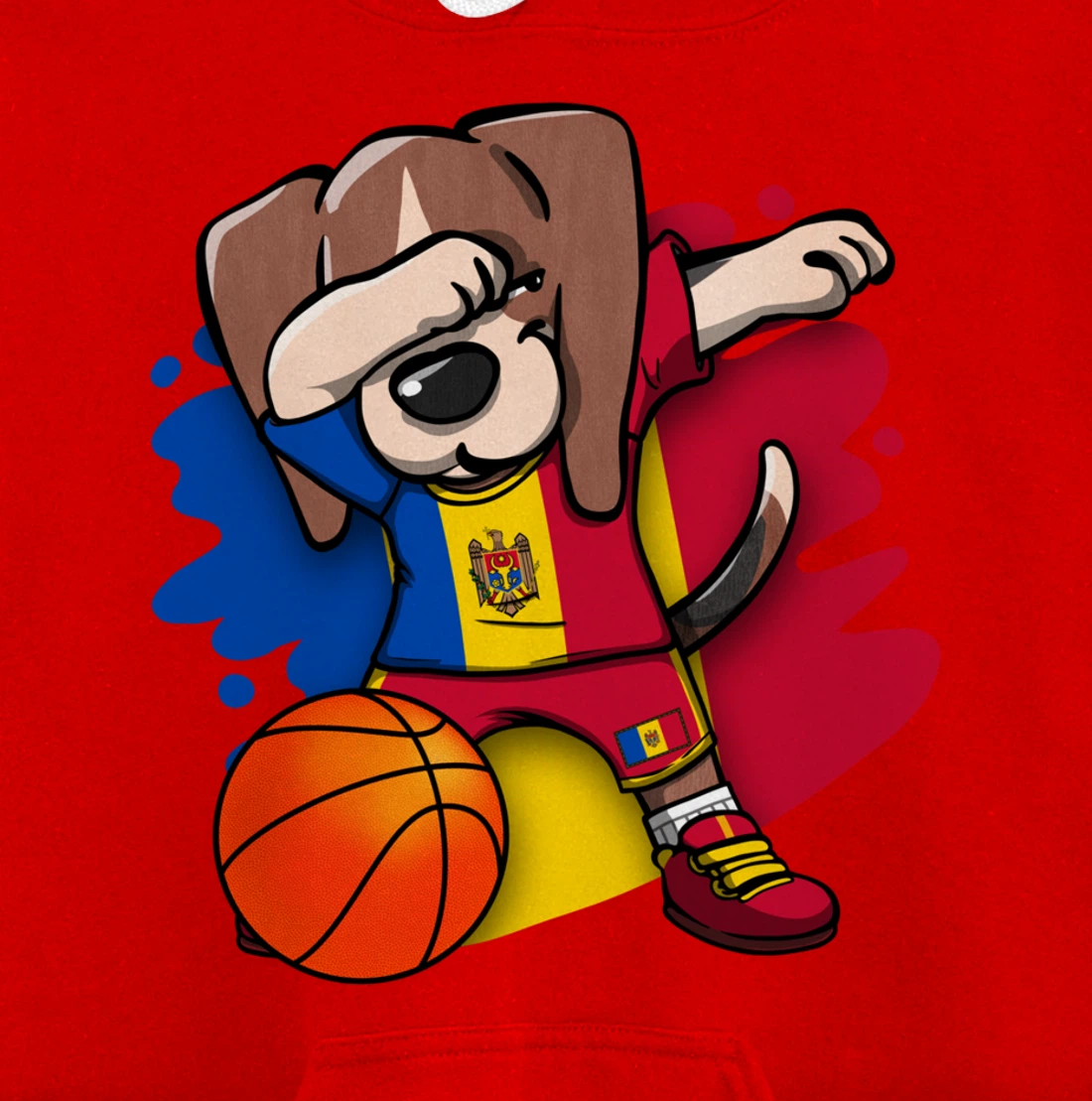 Dabbing Beagle Dog Moldova Jersey Moldovan Basketball Fans Pullover Hoodie