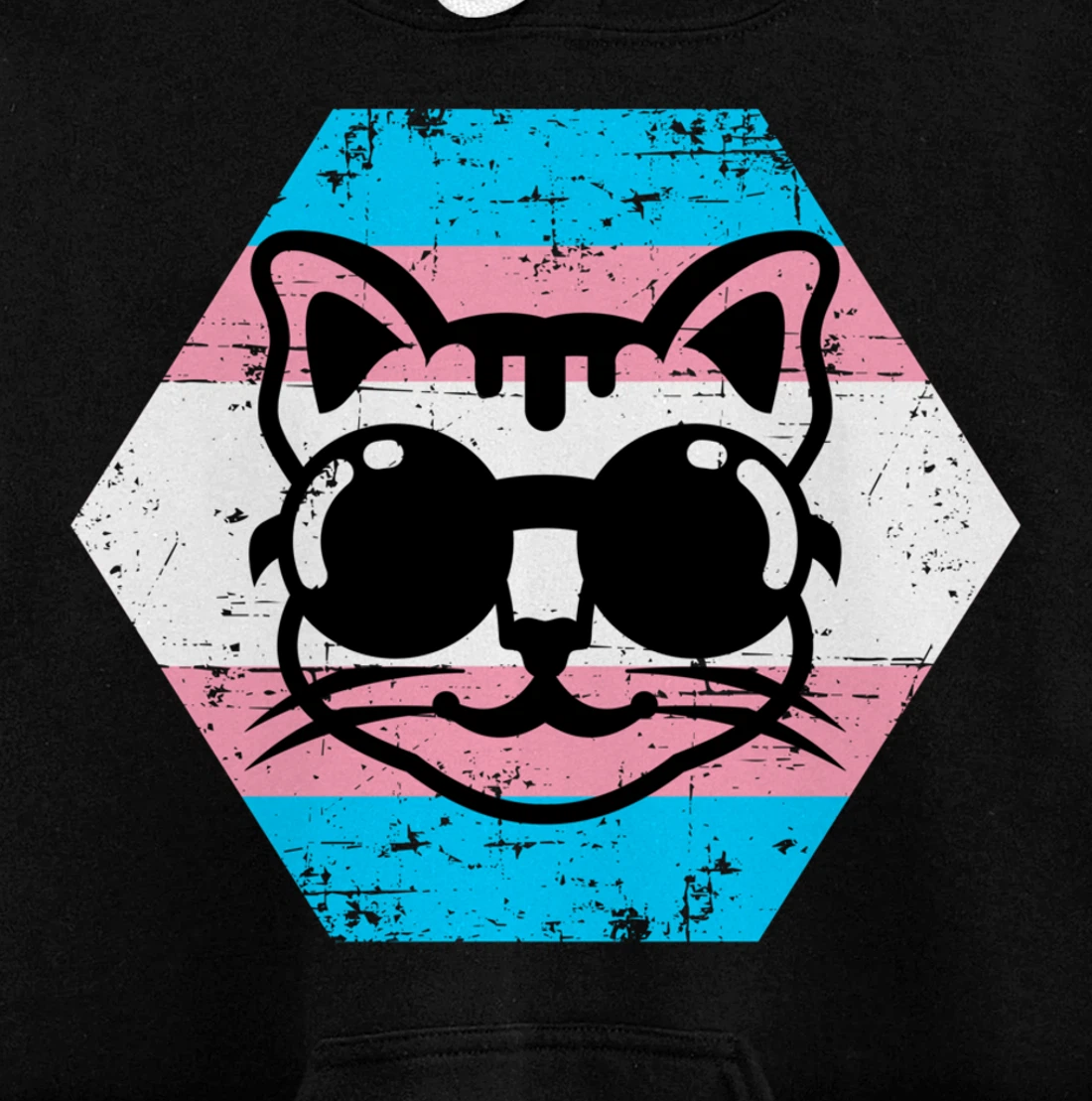 Cool Transgender Cat with Glasses Transgender Flag Pullover Hoodie