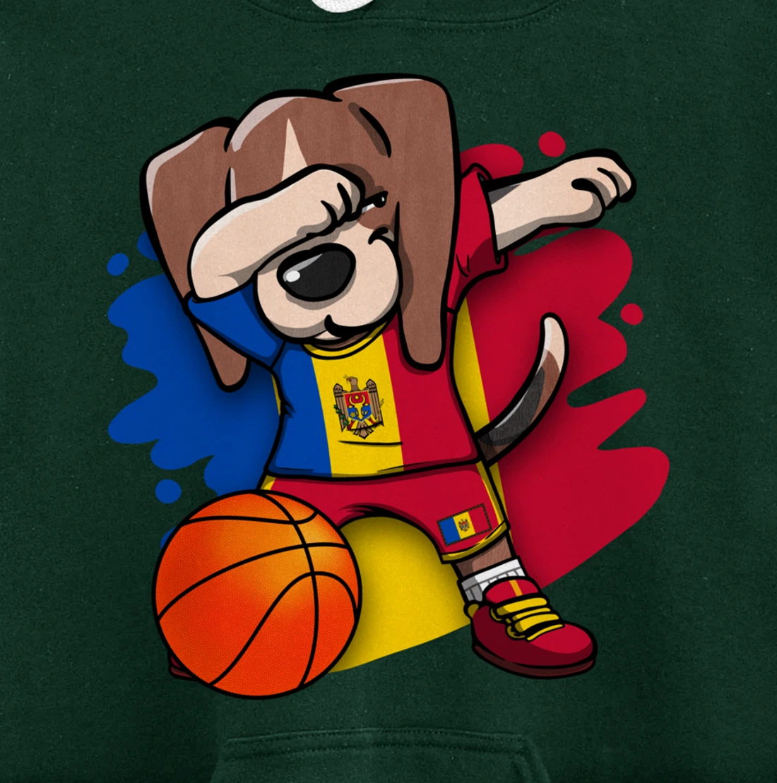 Dabbing Beagle Dog Moldova Jersey Moldovan Basketball Fans Pullover Hoodie