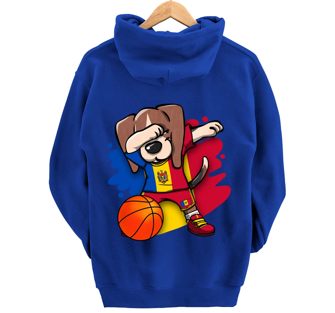 Dabbing Beagle Dog Moldova Jersey Moldovan Basketball Fans Pullover Hoodie