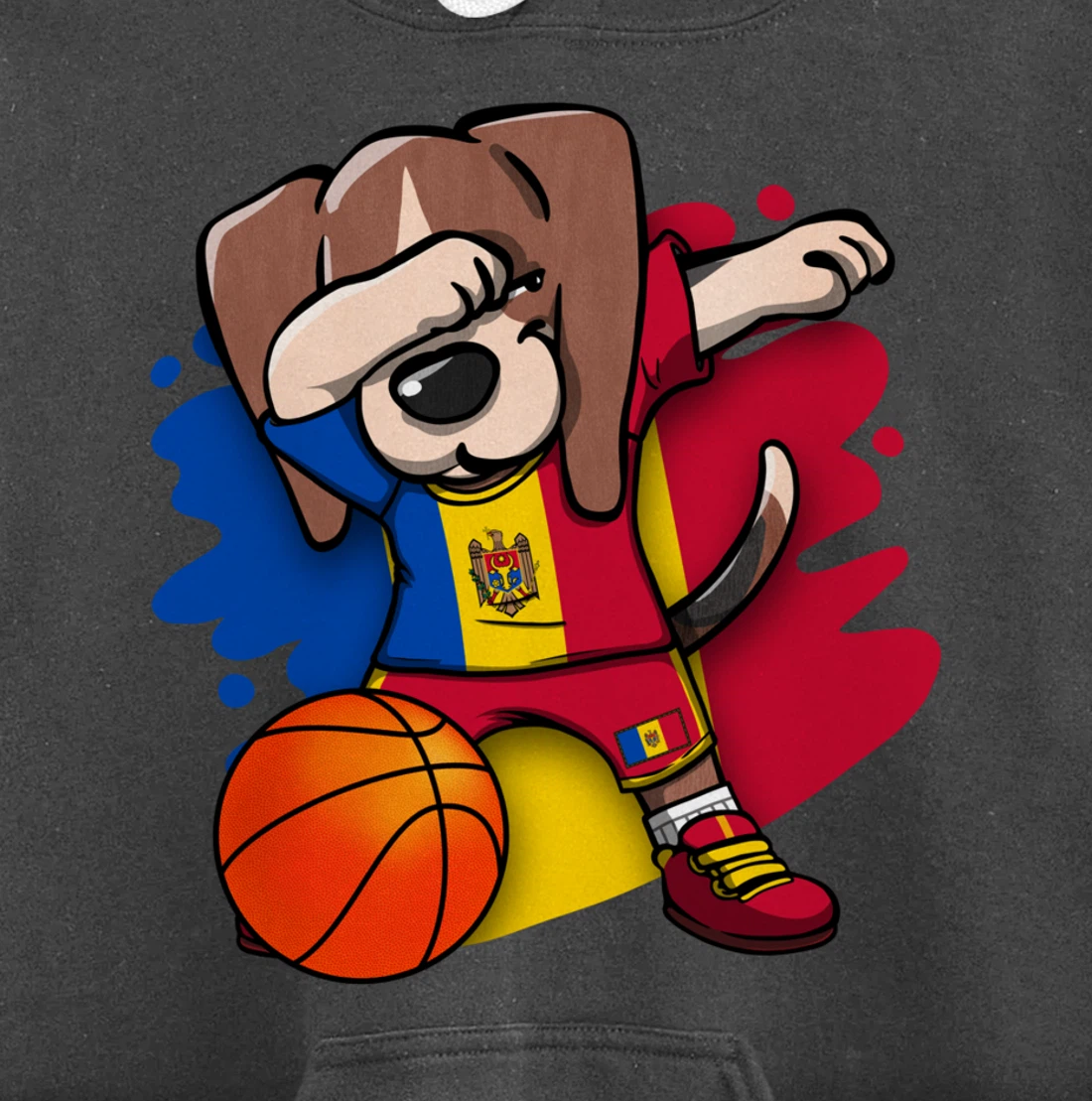 Dabbing Beagle Dog Moldova Jersey Moldovan Basketball Fans Pullover Hoodie