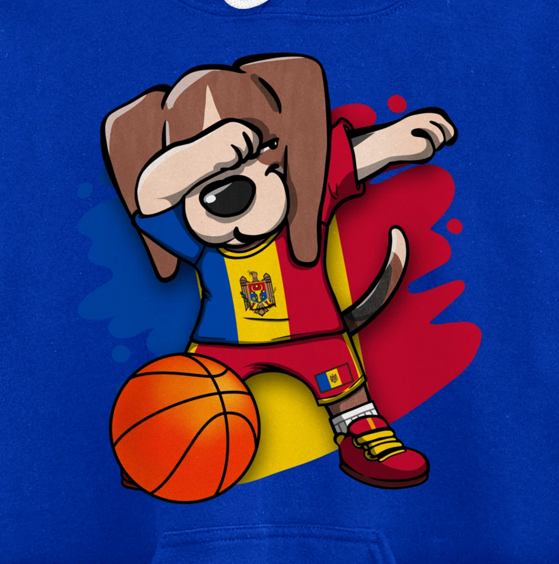 Dabbing Beagle Dog Moldova Jersey Moldovan Basketball Fans Pullover Hoodie