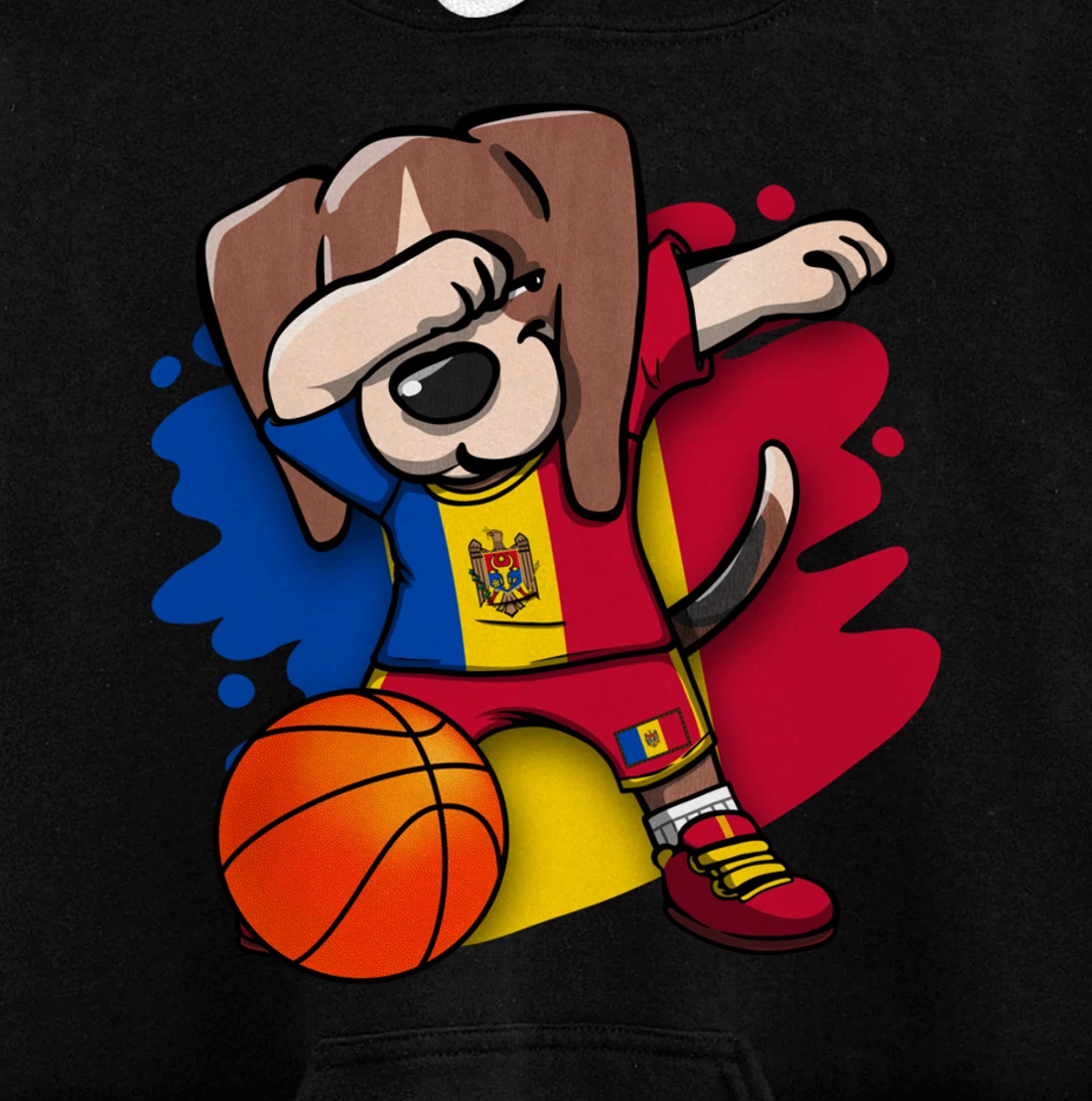 Dabbing Beagle Dog Moldova Jersey Moldovan Basketball Fans Pullover Hoodie