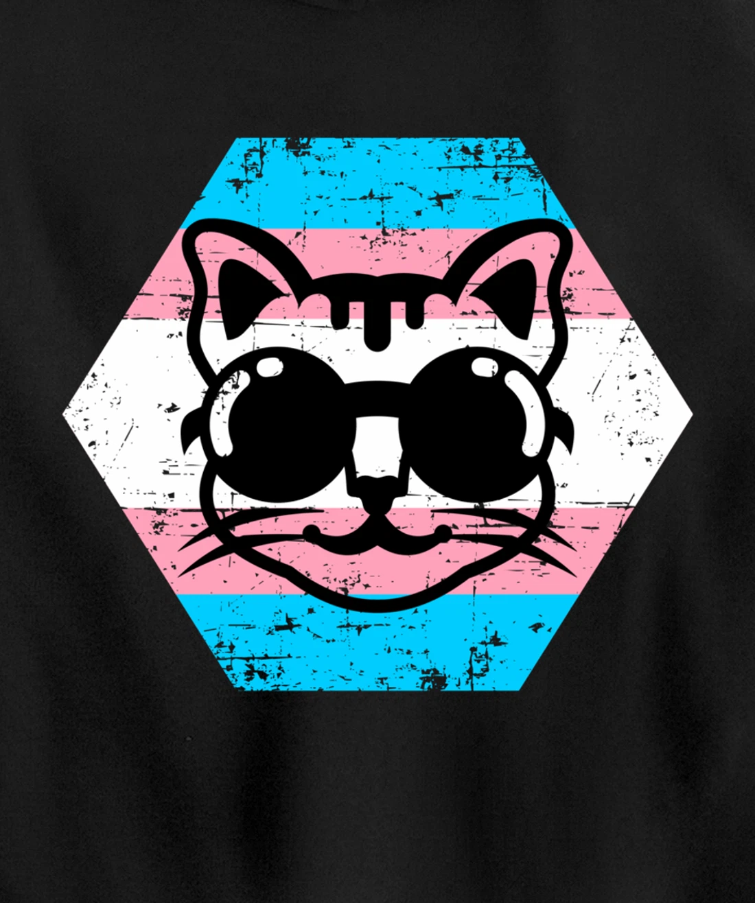 Cool Transgender Cat with Glasses Transgender Flag Pullover Hoodie