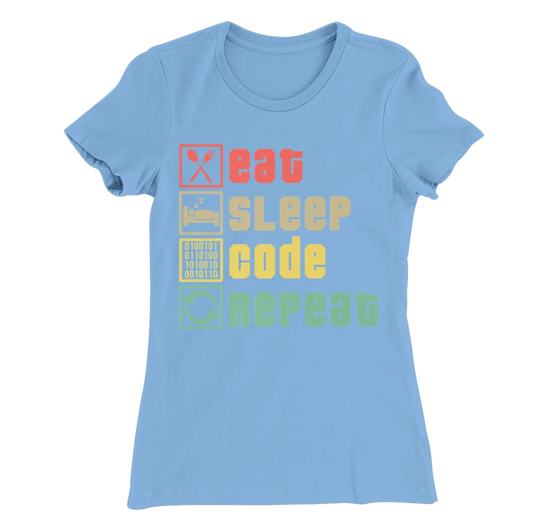 Womens Eat Sleep Code Repeat Coder Programmer Software Developer T-Shirt, Women T-Shirt