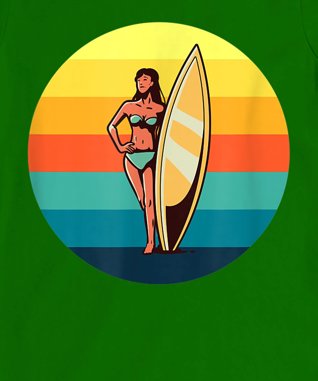 Womens Retro Surfer Girl Sunrise Sunset for Ocean and Surf Lover T-Shirt, Kid T-Shirt and Women T-Shirt