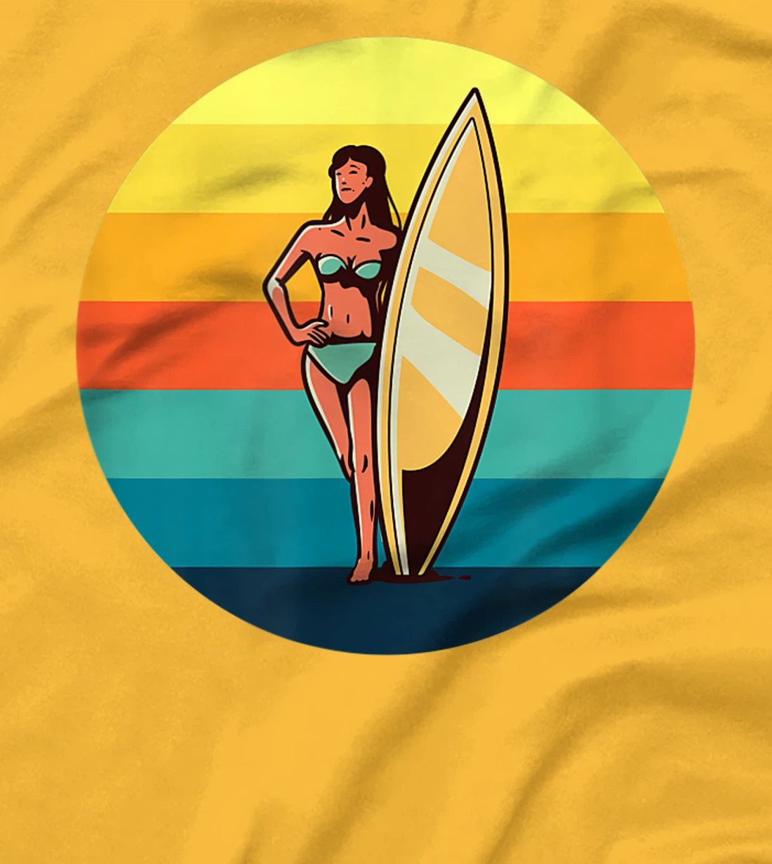Womens Retro Surfer Girl Sunrise Sunset for Ocean and Surf Lover T-Shirt, Kid T-Shirt and Women T-Shirt