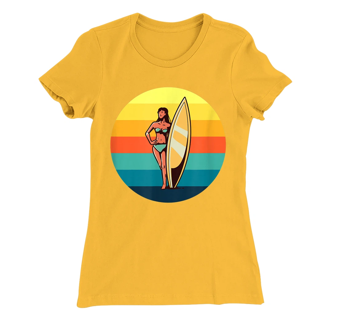 Womens Retro Surfer Girl Sunrise Sunset for Ocean and Surf Lover T-Shirt, Kid T-Shirt and Women T-Shirt