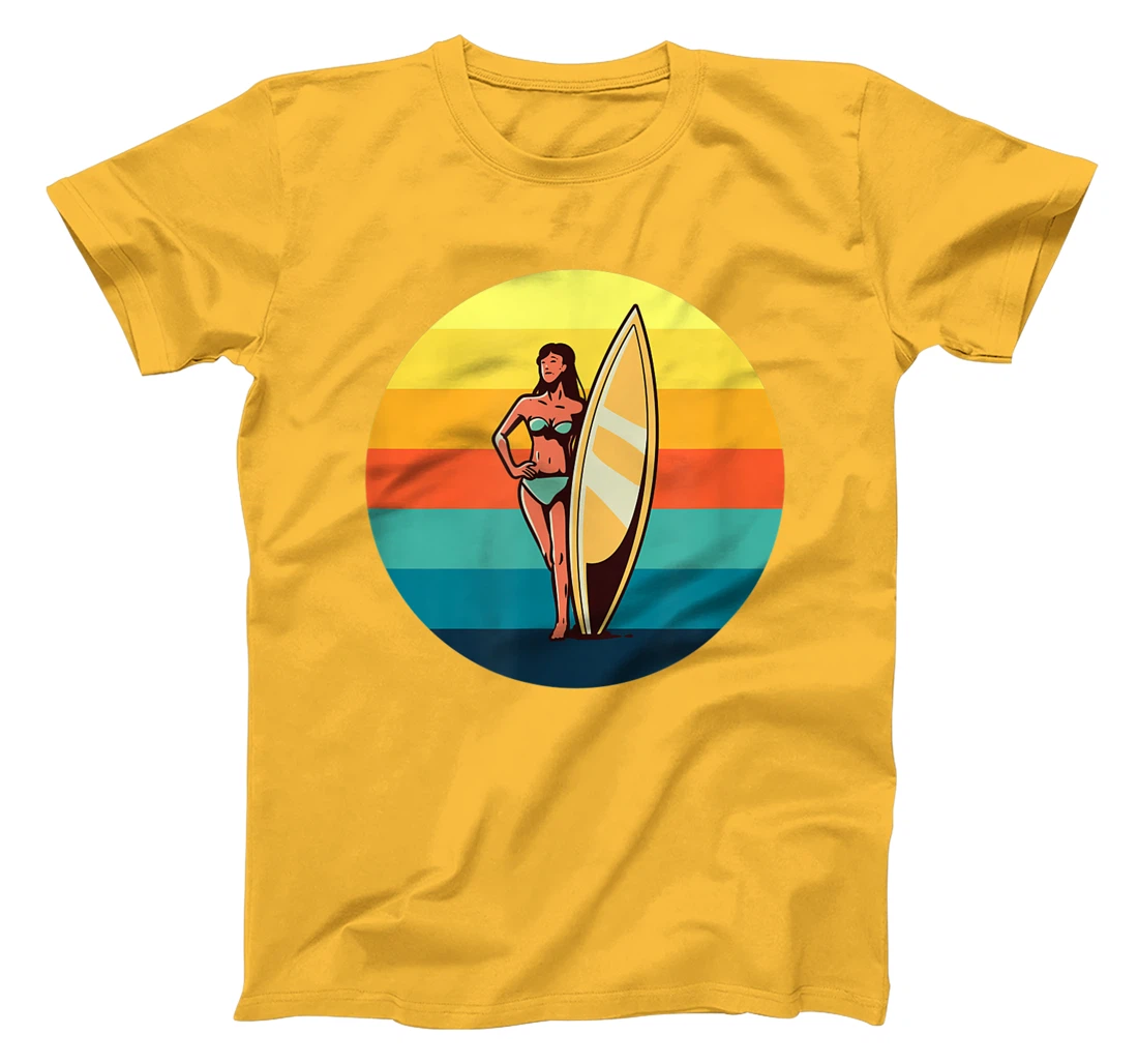 Womens Retro Surfer Girl Sunrise Sunset for Ocean and Surf Lover T-Shirt, Kid T-Shirt and Women T-Shirt