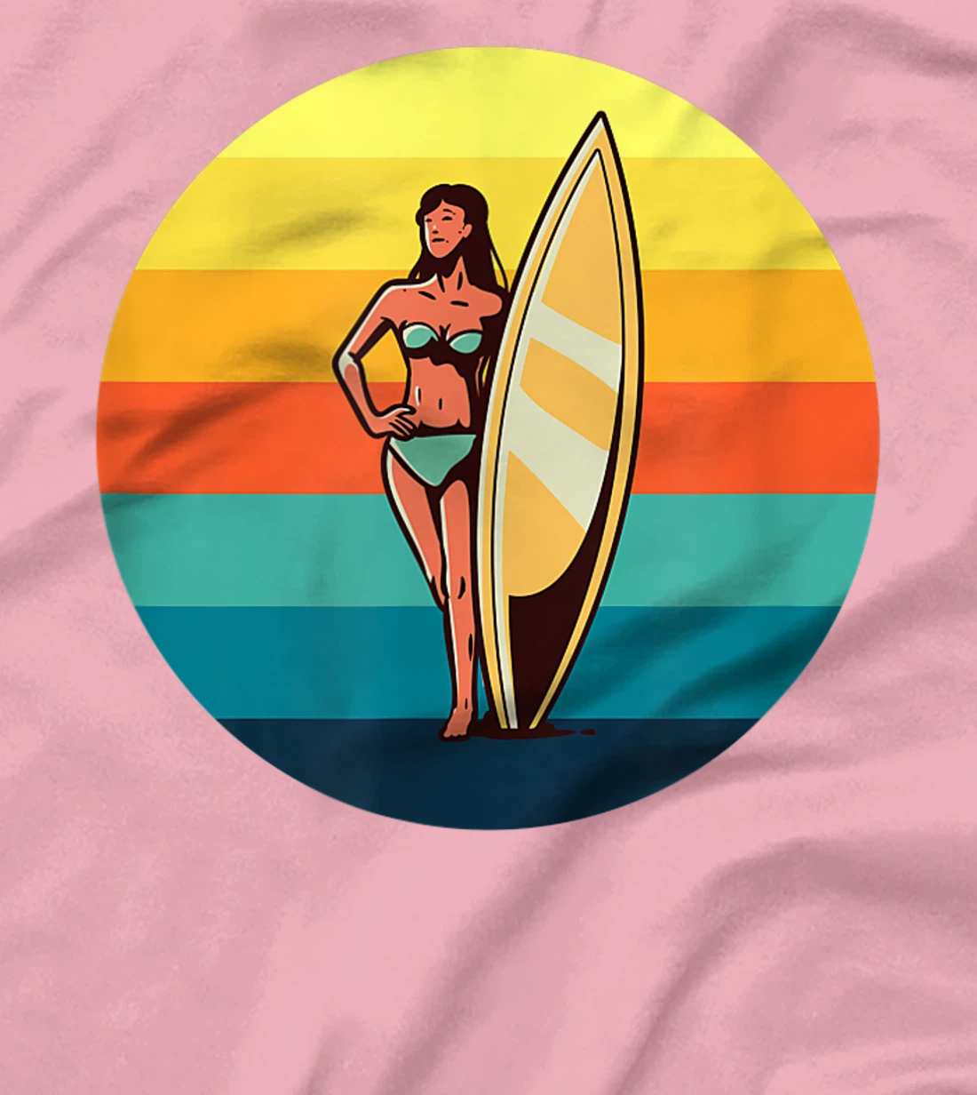 Womens Retro Surfer Girl Sunrise Sunset for Ocean and Surf Lover T-Shirt, Kid T-Shirt and Women T-Shirt