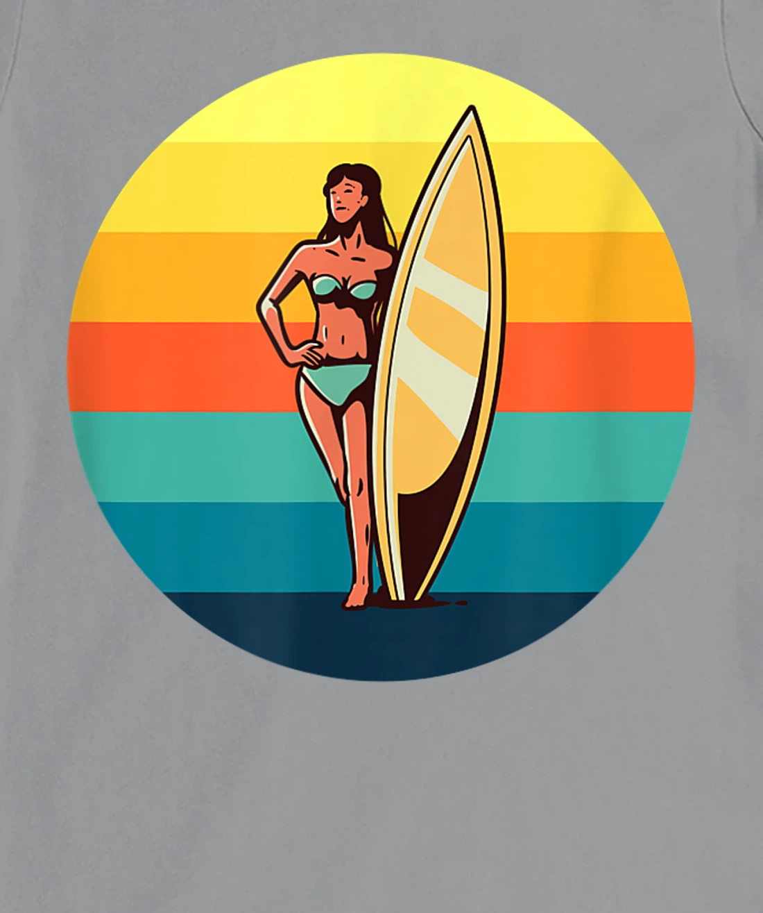 Womens Retro Surfer Girl Sunrise Sunset for Ocean and Surf Lover T-Shirt, Kid T-Shirt and Women T-Shirt