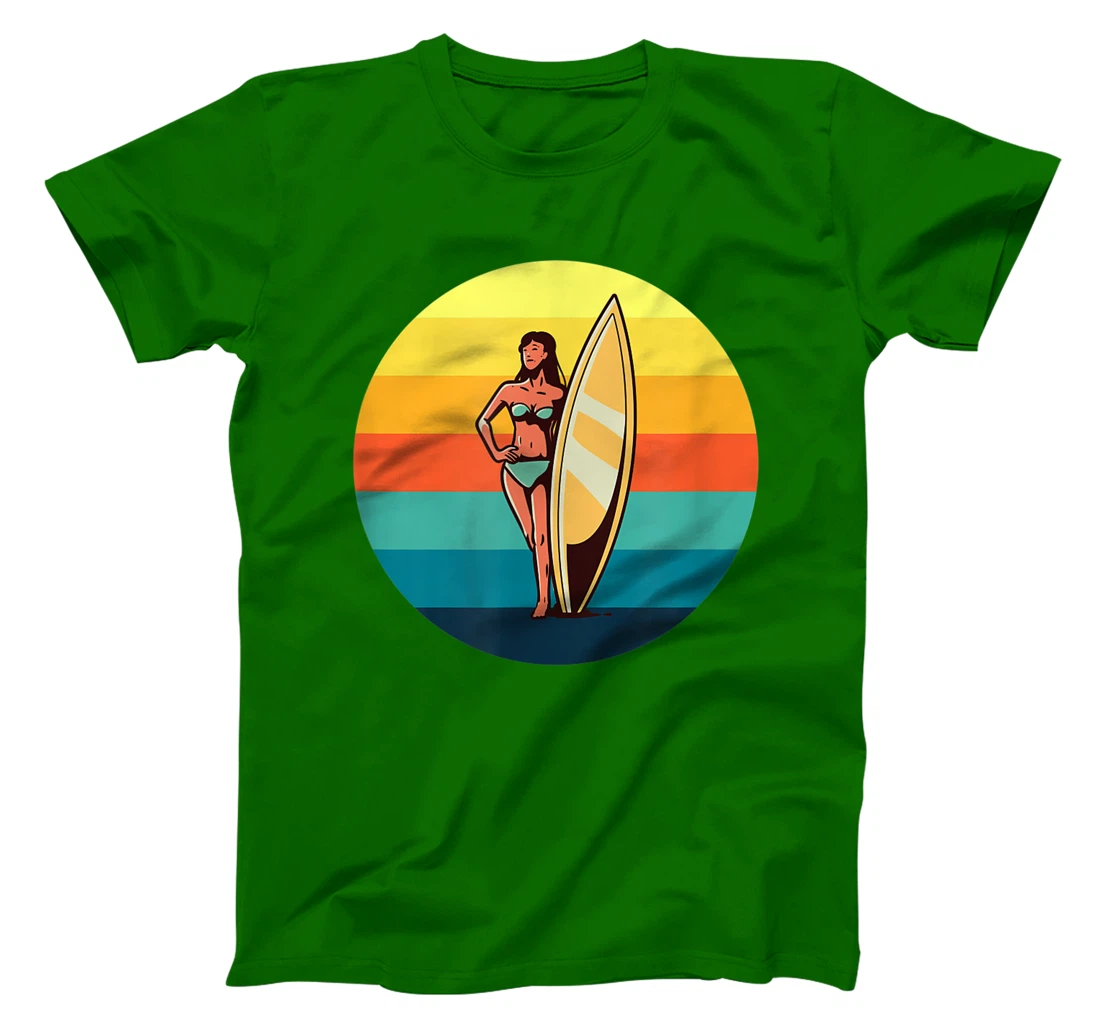 Womens Retro Surfer Girl Sunrise Sunset for Ocean and Surf Lover T-Shirt, Kid T-Shirt and Women T-Shirt