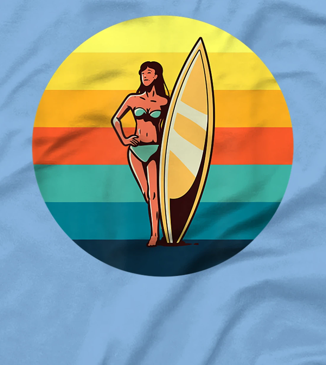 Womens Retro Surfer Girl Sunrise Sunset for Ocean and Surf Lover T-Shirt, Kid T-Shirt and Women T-Shirt