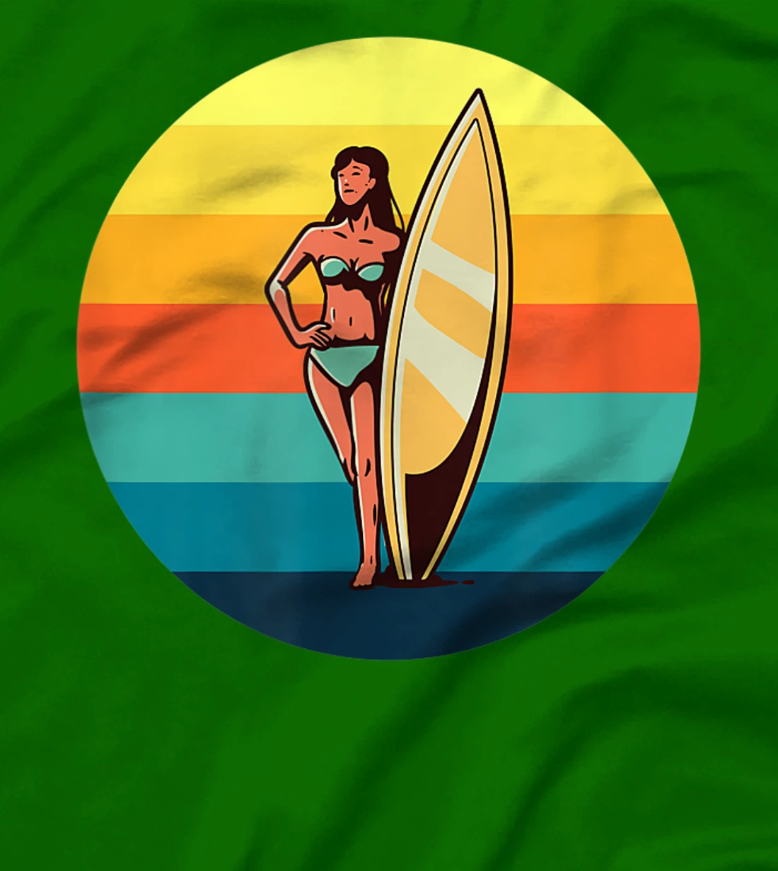Womens Retro Surfer Girl Sunrise Sunset for Ocean and Surf Lover T-Shirt, Kid T-Shirt and Women T-Shirt
