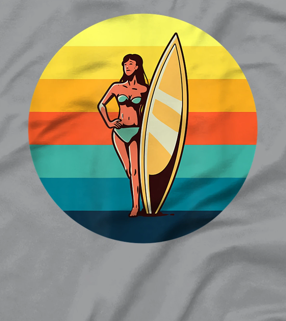Womens Retro Surfer Girl Sunrise Sunset for Ocean and Surf Lover T-Shirt, Kid T-Shirt and Women T-Shirt