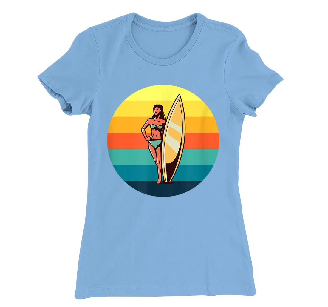 Womens Retro Surfer Girl Sunrise Sunset for Ocean and Surf Lover T-Shirt, Kid T-Shirt and Women T-Shirt